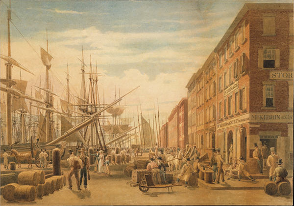 View of South Street, from Maiden Lane, New York City William James Bennett (American, London 1787–1844 New York)