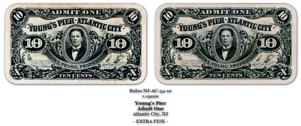 NJ-AC-34-10 Unlisted Young's Pier 10-cents Admit One