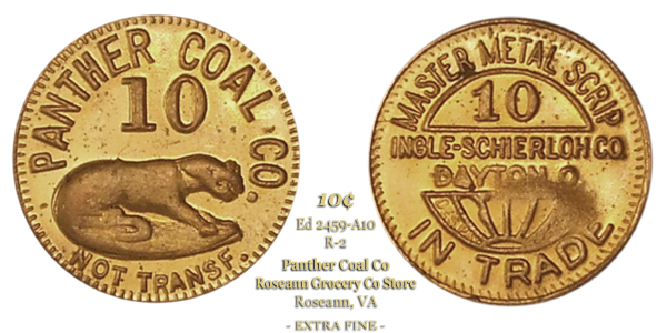 Panther Coal Company Token Edkins VA2459-A10 10-cents