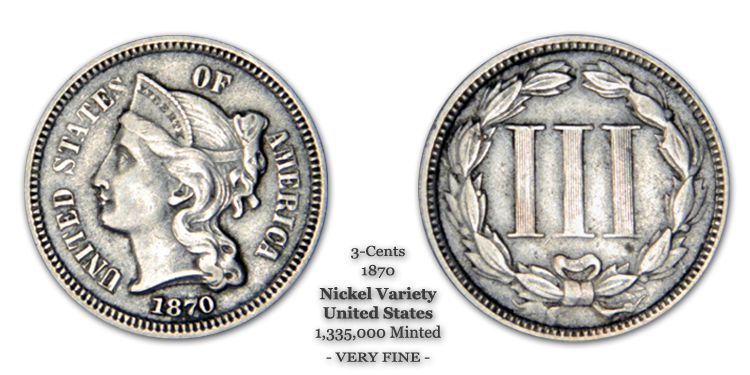 1870 3-Cent Piece United States Nickel