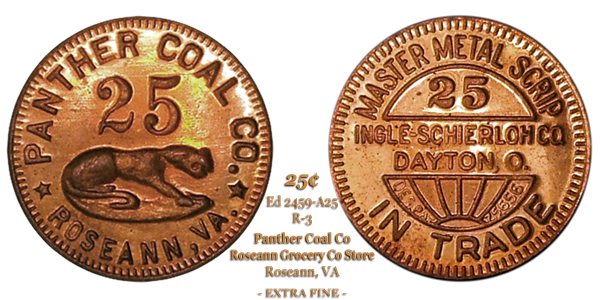 Panther Coal Company Token Edkins VA2459-A25 25-cents