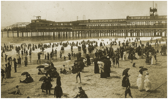 Beach with Applegate's Pier in Distance c.1880s