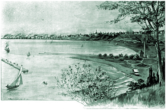 "Milwaukee Bay from North Point," engraving by John Marr