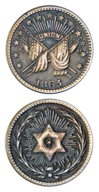 Patriotic Civil War Token Fuld 189 Fuld 399 Union Jewish Star of David