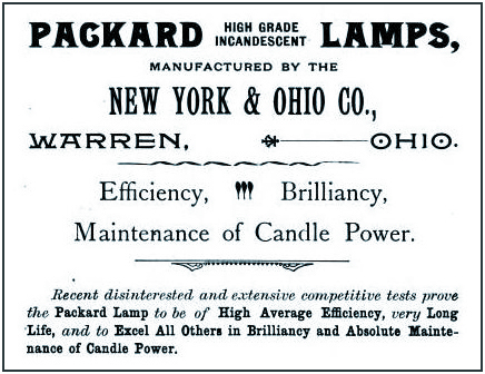 Packard Electric Company - High Grade Incandescent Lamps