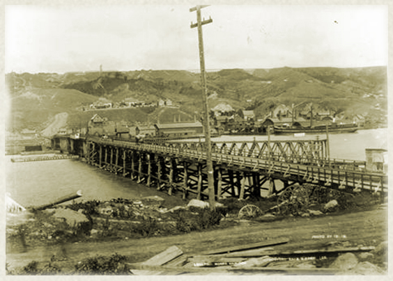 View of Portage Lake Bridge in the 1880s
