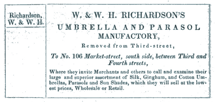 W. & W.H. Richardson's Umbrella and Parasol Manufactory