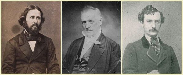 Left: John Fremont, Center: President James Buchanan, Right: John Wilkes Booth