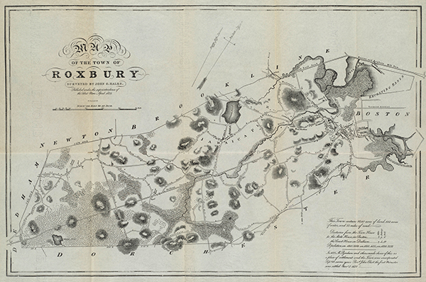 1832 Map of the Town of Roxbury, Massachusetts