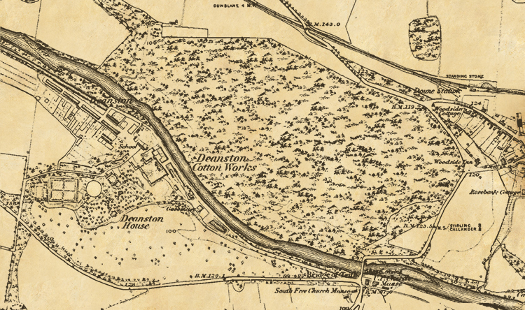 19th Century Map of Deanston Cotton Works and Vicinity