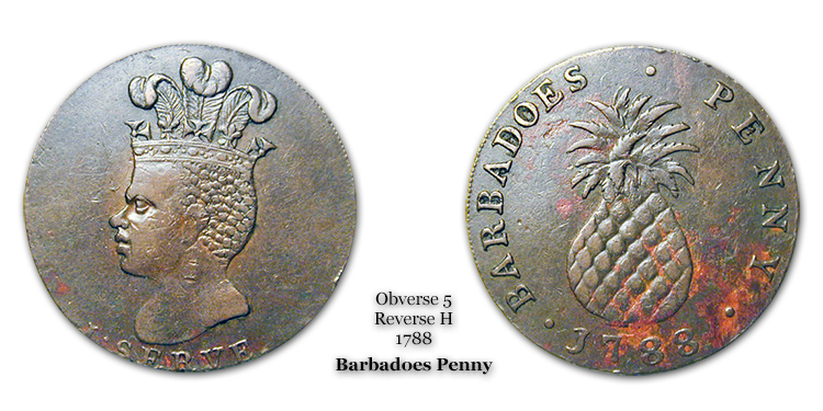 1788 Barbadoes Penny Obverse 5 Reverse H