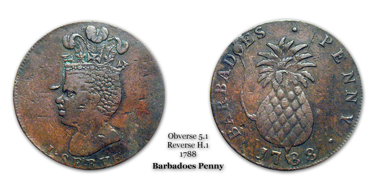 1788 Barbadoes Penny Obverse 5.1 Reverse H.1